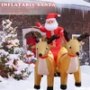 Juldekorationer Uppblåsbar Santa Snowman Riding Reindeer Doll Set med inbyggd LED Winter Outdoor Funny Gift252n