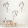 3Pcs Set Cute Ballet Girls Dancing Vinyl Wall Stickers Funny Cartoon Dancers Wall Decal for Kids Rooms Bedroom Home Decor JH2017 Y208C