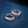 Earrings Wong Rain 925 Sterling Silver 3EX VVS Rainbow Sapphire Created Moissanite Hoop Earrings for Women Cocktail Jewelry Drop Shipping