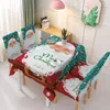 Table Cloth 140/180/210cmChristmas Tablecloth Chair Cover Set Christmas Decorations Inches Santa Oil-Proof And Waterproof