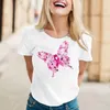 Women's T Shirts T-shirt Loose T-shirts Breast Cancer Day Tee-shirt Short-sleeved Butterfly High-Quality O-neck Tops Summer Y2k Camiseta