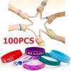 Componenti 100pcs/50pcs braccialetti di silicone personalizzati stampati personalizzati da polso personalizzato con testo per festa di compleanno, eventi