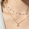 Chains CANNER S925 Sterling Silver Double Layer Chalcedony Pearl Pendant Clavicle Necklace Chain For Women Jewelry Gifts Choker Collar