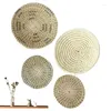 Tapetes de mesa cesta de parede decoração decorativa tecida 4 peças bandejas redondas artesanais boho para sala de estar e quarto