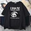 Erkek Tişörtleri Tembel Panda Ben Sabah İnsanlardan Nefret Ben Karikatürler Erkek Giysiler Sıradan Matem Pamuklu T-Shirtler Büyük Nefes Alabilir Mans Kısa Kollu