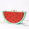 Akrylkvinnor kväll väska vattenmelon citron orange form kedja handväska bröllopsfest kopplingar mode277y