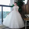 Girl Dresses Champagne Children Girls Lace Princess Evening Dress Prom Wedding Birthday Party Catwalk Flower Ball Gown For