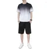 Herrspår 2024 Sommarsportkläder för män Gradienttryck Badminton Suit Outdoor Running T-shirt Shorts Breattable Sports