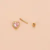 Stud Earrings 1Piece Pink Heart Zircon For Girls Ear Trend 2024 Women Jewelry Stainless Steel Piercing