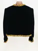 Vestes Femmes Veste de velours noir Femmes 2024 Designer Perlé Paillettes Chaîne Courte Cardigan Manteau En Blazer Blazer