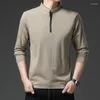 Męskie koszule T marka Browon dla mężczyzn Tops 2024 Spring and Autumn Solid Color Stand Ubrania Smart Casual Long Rleeve Shirt