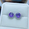 Stud Earrings FS 8mm Natural Amethyst S925 Sterling Silver For Women With Certificate Fine Fashion Charm Weddings Jewelry MeiBaPJ