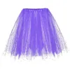 Saias Mulheres Lantejoulas Tutu Curto Pettiskirt 3 Camadas Igh Cintura Malha Tuttle Petticoats Adulto Ballet Dancwear Performance Parte Puffy Saia