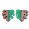 Charms 50 Stück handgefertigt Vintage Naturholz mit Harz Anhänger Design Monstera Blattform Halskette Ohrring Eardrop Schmuck Findi2537