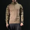 Mężczyźni bojowi koszula górna mundury Airsoft Camouflage Combat Shirts Szybki napaść koszulka z długim rękawem strajk bitewny 240131