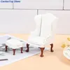 2 Stück 1/12 Puppenhaus Mini-Möbel Miniatur-Sessel Rement Puppenzubehör Leder 1-Personen-Sofa mit Pedal Puppenhaus Spielzeug 240129