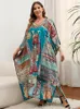 Vrouwen Badmode Print Bohemian Maxi Jurk Herfst Lange Vrouwen Beach Cover Up Kaftan Pareos Gewaad Plage Beachwear Badpak Tunieken