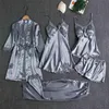 Пижамы женские, 5 шт., пижамный комплект, атласные пижамы, кружевные лоскутные свадебные ночные рубашки, вискоза, домашняя одежда, ночная рубашка, костюм 210831239N