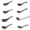 Soup Spoon Black Matte Ladle Spoon Plastic Japanese Style Melamine Tableware Anti-Fall Tortoise Shell Shaped290R