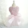Dog Apparel Summer Dress Cute Tutu Tulle Skirt Birthday Wedding Costume Bling Sequins Bowknot Pet Princess For Small Dogs Puppy
