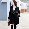 Женское меховое пальто из искусственной кожи, женское бархатное утепленное пальто 2024, осенне-зимняя длинная куртка, женская высококачественная ветровка, модные топы