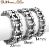 Strands SUNNERLEES 316L Stainless Steel Bracelet Bangle Biker Bicycle Motorcycle Link Chain Silver Color Gold Plated Men Boy BC01