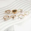 Klusterringar 2024 Ins Trend Pearl Love Heart Bear Fishtail Finger Knuckle Set For Woman Boho Gold Color Women's Jewelry Accessories