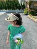 Giyim Setleri Yaz Moda Bebek Kızlar Pamuklu Ekose Puflu Kollu Çiçek Pilal Gömlek Toplar Gevşek Pantolon Kids 2 Parça Kıyafet 2-8 Yıl