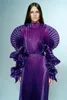 Robes décontractées 2024 Organza plissée robe de bal maxi violet unique manches bouffantes formelle fête robes de fiesta