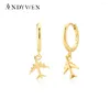 Dangle Brincos ANDYWEN 925 Prata Esterlina 8.5mm Ouro Aros Avioneta Aeronave Drop Brinco Piercing Pendiente Clips 202 Mulheres Jóias Presente