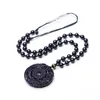 Anhänger Halsketten Natürlicher schwarzer Obsidian Handgeschnitzter chinesischer Drache Phoenix BaGua Lucky Amulett Kostenlose Halskette Fahion Feinsteinschmuck