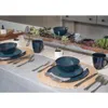 Plates 16-Piece Smooth Vintage Gloss Ceramic Stoare Square Plate Mug & Bowl Kitchen Dinnerware 16 Piece Set Navy Bluefreight Free