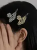 Womens hair clip Luxury barrettes vivianeism westwoodism clamps Sparkling Diamond Planet Forehead Bang Hair Clip for Womens end Internet Plate Hair Edge Clip Hair