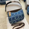 Luksusowe designerka 23SS torby pod pachami klaska dżinsowa torba na płótnie z paskiem ramię Hobo Half Moon Crossbody Bags258Q