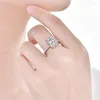 Pierścienie klastra Smyoue 4CT Radiant Cut Moissanite Solitaire Pierścień dla kobiet D kolorowy Blawling stworzony diamentowy ślub S925 Sterl261p