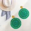 Dangle Earrings Rice Bead Roundness Green Bohemia Hand Knitting Crystal Tide Simple Sunflower Alloy Beaded