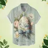 Camicie casual da uomo Pasqua elegante stampa di fiori uova camicette superiori bottone bavero maniche corte festival estivo streetwear uomo