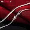 AGLOVER New 925 Sterling Silver 16 18 20 22 24 26 28 30 Inch 2mm Snake Chain Necklace For Woman Man Fashion Charm Jewelry Gift1263g