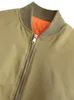 ZBZA Женская весенне-осенняя свободная куртка-бомбер с круглым вырезом и косым карманом на молнии, пальто большого размера, шикарная женская верхняя одежда 240124