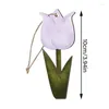 Flores decorativas de madeira tulipa enforcamentos ornamentos forma de flor sinal de madeira primavera árvore pingente 24 pçs enfeite para