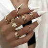 Klusterringar 2024 Ins Trend Pearl Love Heart Bear Fishtail Finger Knuckle Set For Woman Boho Gold Color Women's Jewelry Accessories