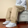 Herrenhose, übergroß, lässig, für Herren, atmungsaktive Baumwolle, Kordelzug, Baggy-Hose, klassisch, gerade, solide, Khaki, für Herren