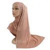 Ethnic Clothing H203 High Quality Modal Elastic Jersey Cotton Long Scarf With Rhinestones Islam Hijab Womens Headwrap Rectangular Shawl