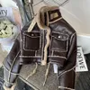 Jaqueta de lã de cordeiro preta inverno engrossado mais veludo motocicleta couro falso costura casaco pu plush cardigan gola tops 240131