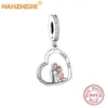 Pietre preziose sciolte Argento sterling 925 Nonna Abbraccia Nipote Cuore Ciondola Charms Perline Misura Bracciale originale Collana Gioielli Regalo