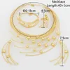 YM couleur or ensemble de bijoux pour femmes Dubai mariage africain collier de mariée boucles d'oreilles en cuivre anneau réglable éthiopien fleur bracelet 240118