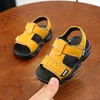 Children summer beach sandals cool boys girls genuine leather cowhide breathable comfortable flat sandals baby soft shoes 240131
