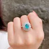 Ring Women Sky Blue Crystal Zircon Diamond White Gold Plated Ring Fashion Jewelry Birthday Present