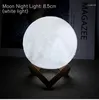 Gece Işıkları Led Işık 3D Baskı Ay Lambası Stand ve Pil Renk Değişiklik Yatak Odası Dekoru Çocuklar için Lampara De
