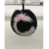 Custom 15cm Big Fluffy Bag Bugs Pompon Fluffy Keychain Luxury Alphabet Fox Fur Ball Pom Pom Key Chain Backpack Bag Purse Charms Gift T200804